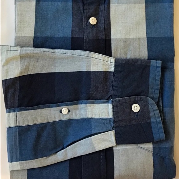 J.Crew Men Dress Shirt Long Sleeve Slim Fit Large Blue Plaid Check - Picture 6 of 13